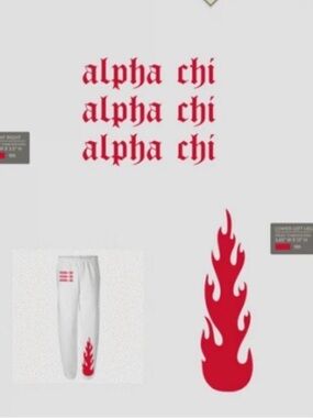 Alpha Chi Omega Sorority Sweatpants with Red Flame Graphic